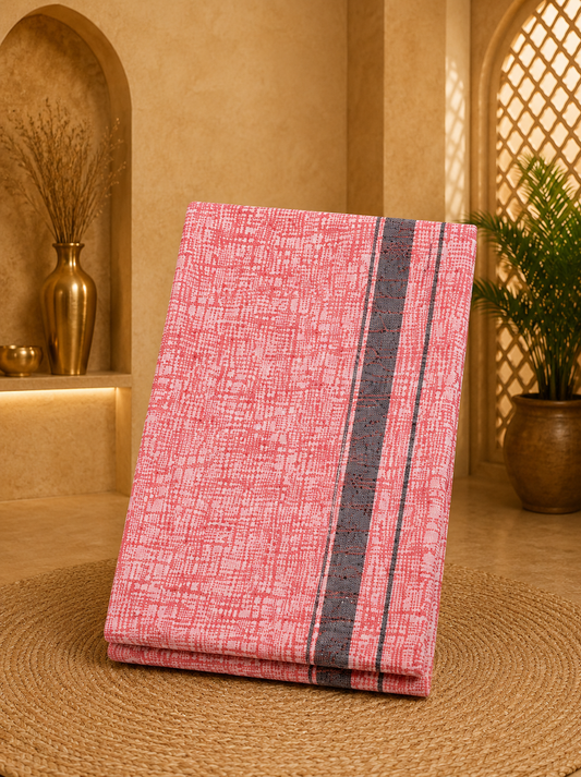 Premium Malabar Cotton Lungi for Men Pink Colour | Soft & Breathable Traditional Kerala Lungi | Daily Wear | Assorted Colors