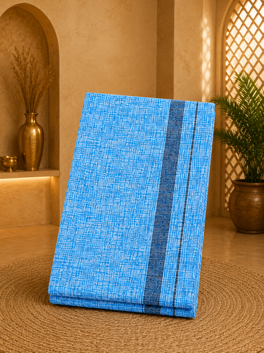 Premium Malabar Cotton Lungi for Men Blue Colour | Soft & Breathable Traditional Kerala Lungi | Daily Wear | Assorted Colors