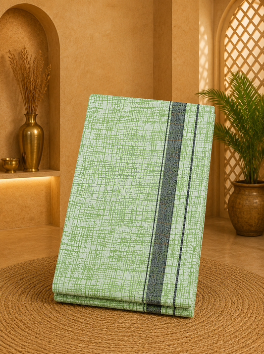 Premium Malabar Cotton Lungi for Men Greenish Yellow Colour | Soft & Breathable Traditional Kerala Lungi | Daily Wear | Assorted Colors
